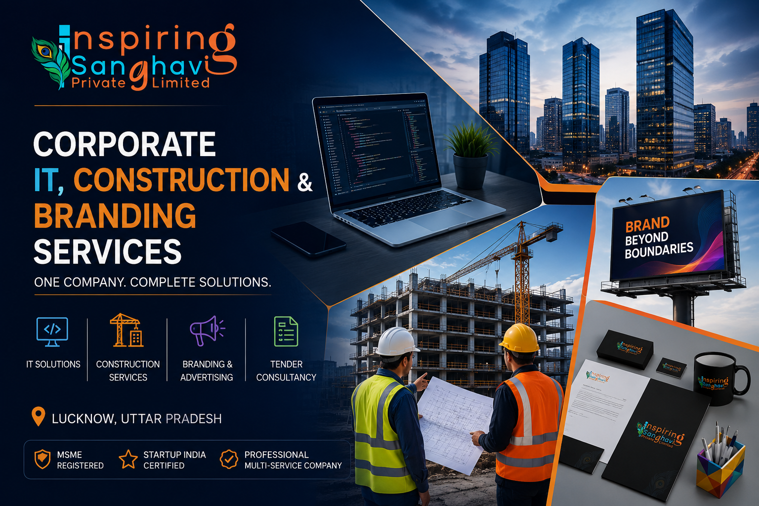 Home Corporate IT, construction and branding services company banner by Inspiring Sanghavi Private Limited in Lucknow