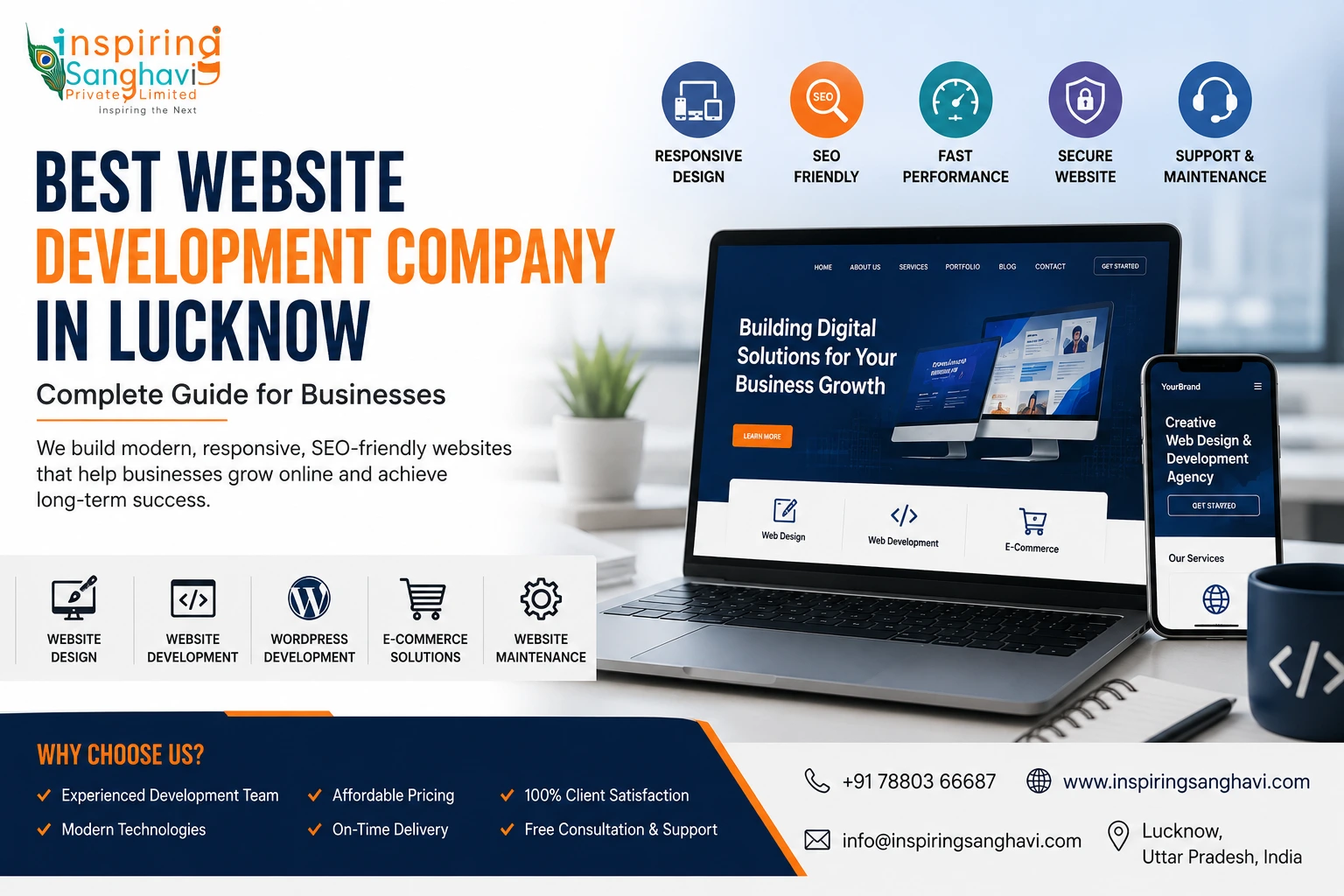Best Website Development Company in Lucknow – Responsive Web Design, WordPress Development & SEO Services by Inspiring Sanghavi Private Limited