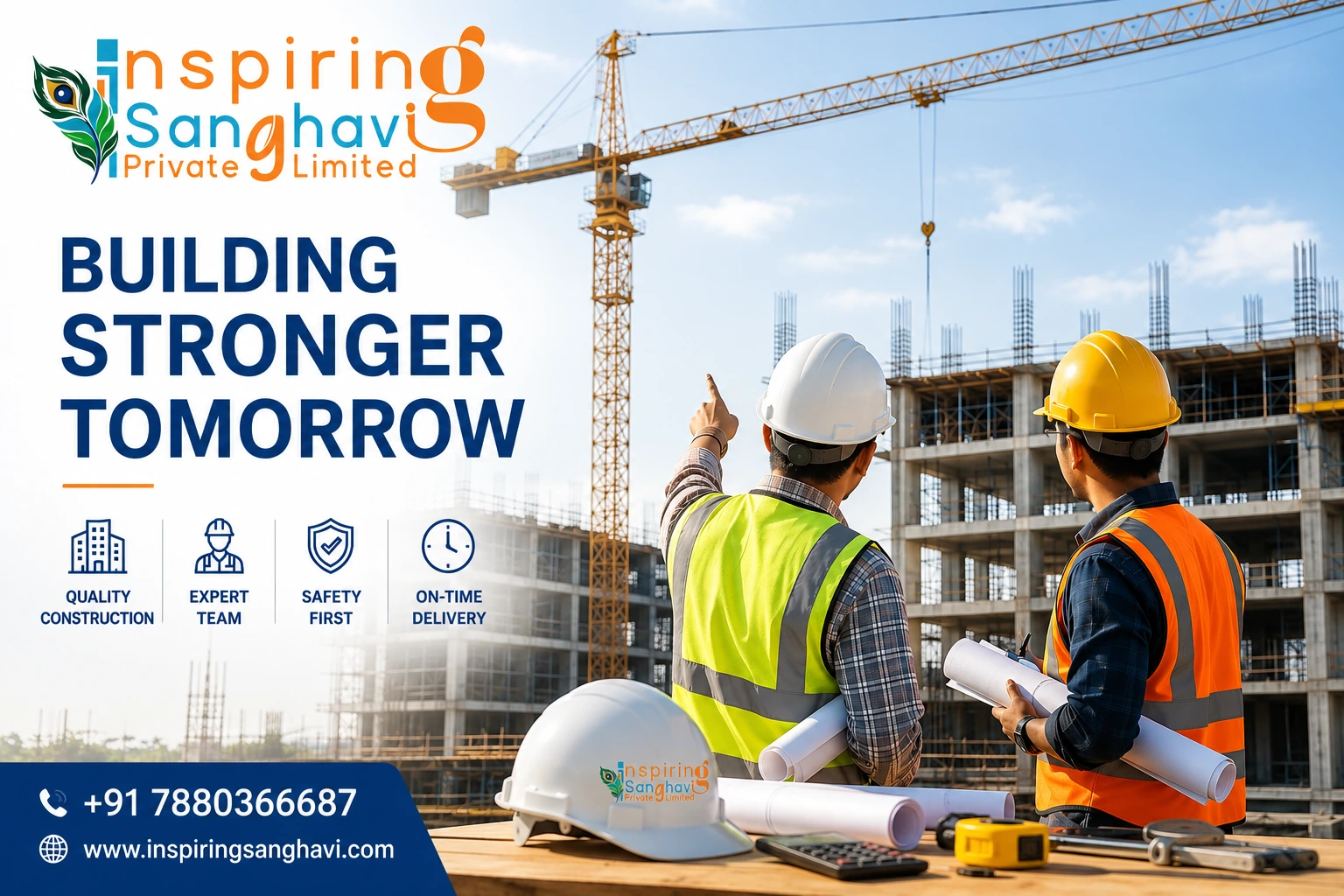 Civil Construction Services Civil Construction Services in Lucknow by Inspiring Sanghavi Private Limited with professional construction engineers at a commercial building site