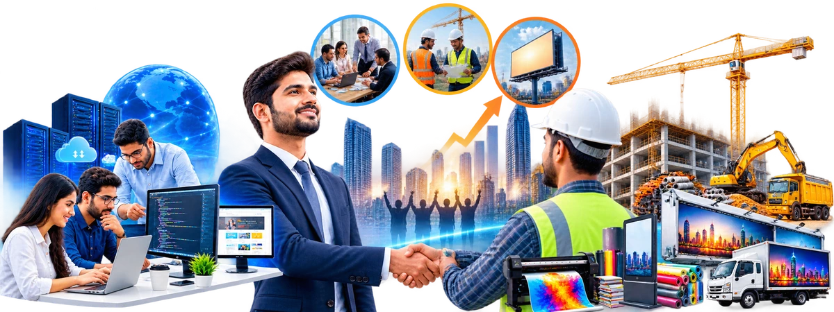 Corporate office business meeting with IT and construction infrastructure professionals in Lucknow