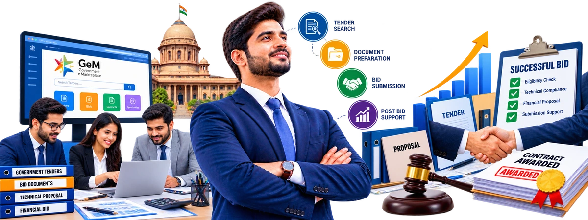 Tender consultancy services in Lucknow team discussing business documents