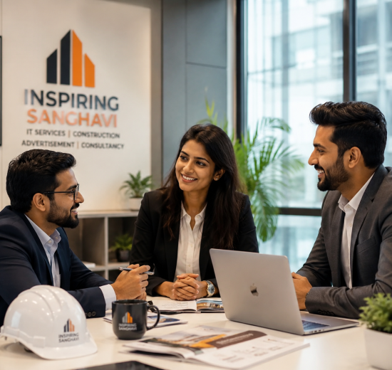 Professional business consultation meeting at Inspiring Sanghavi Pvt. Ltd. office in Lucknow